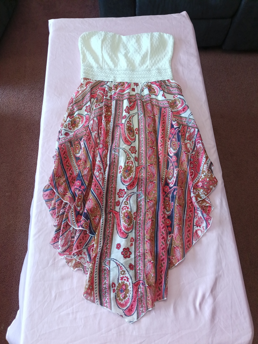 Rue21 Paisley Strapless Boho High Low Dress Size Large NWT
